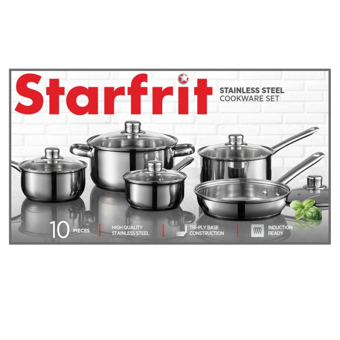 Batterie de cuisine Starfrit Clad 10 pièces en acier inoxydable 3 plis
