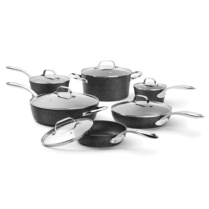 Heritage The Rock Forged Non-Stick Cookware Set, Dishwasher & Oven Safe,  Black, 10-pc